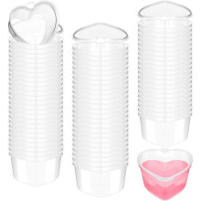 100 Pcs Valentine's Day Heart Shaped Storage Containers 1.7 Oz Plastic  Heart Box Clear Food Storage Containers