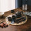 Round Household Simple Snack Dried Fruit Plate Small Dry Tea Table Tabletop Storage Light Luxury Marble Pattern Tray,B,L 5