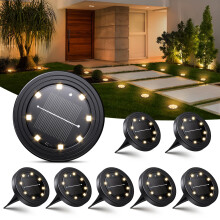 Famgoods Solar Lights Outdoor Garden, 8 Pack Solar Ground Lights IP68 Waterproof, 8 LED Warm White Path Lighting for Patio, Yard, Pathway, Landscape,