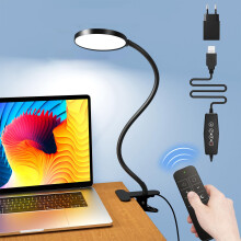 iFalarila 61 LED Desk Lamp with Remote - Super Bright Dimmable Clamp Lamp for Home Office with 3 Colour Temperatures and 5 Brightness Levels, Office