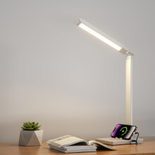 LED Desk Lamp with USB Charging Port, Dimmable Eye-Caring Reading Desk Light for Stepless Dimming & 5 Lighting Modes, 9 Brightness Touch Control Desk