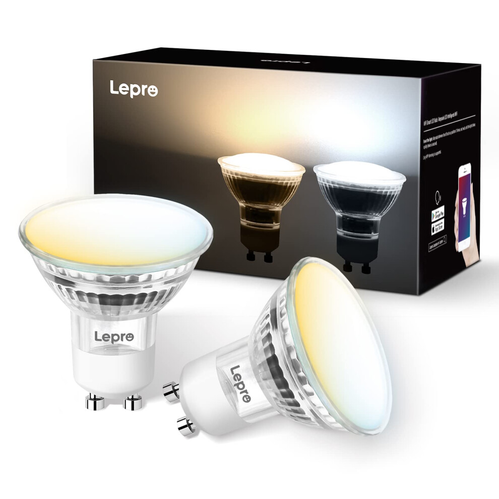 Lepro Gu10 Smart Bulb, Dimmable Smart Bulb Gu10, 4.5W 385Lm, Cct Warm To Cool Day Led Spot Bulbs, Compatible With Alexa And Google Ho Light 5009225759637