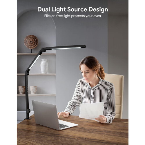 MediAcous LED Desk Lamp, Dual Light Source with Clamp, 1