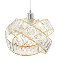 Crystal 3 Tier Interlocking Lamp Shade 31cm Gold Finish Elegant Chandelier Style Light Shade with Faceted Droplets Easy Fit for Ceiling Pendant (4)