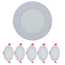 TEKLED LED Round Recessed Ceiling Light | Flat Panel Ultra Slim 120mm Downlight | 6W 400LM | for Home Kitchen Office Shop Industrial Use | 3000K Warm