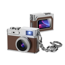 Retro Digital Camera 1080P HD Portable Pocket Video Recorder with Keychain Fashion Student Campus Card Camera Brown