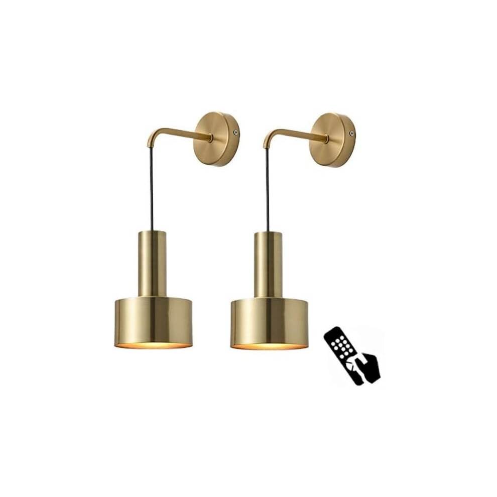 Silulcm Wall Sconces Set Of 2, Modern No Wire Wall Lamp With Remote And Led Bulb, Dimmable Adjustable Copper Ing Fixture For Indoor Bedroo Light 84286338