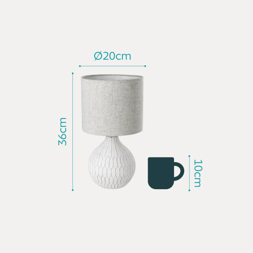 EGLO Eglo Textile Bedside lamp Bellariva 3, Ceramic Side Table 2