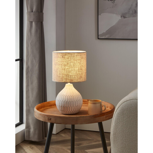 EGLO Eglo Textile Bedside lamp Bellariva 3, Ceramic Side Table 1