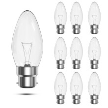 Luxvista Clear Candle Bulbs Bayonet 42W Dimmable Large Bayonet Candle Light Bulb, BC Candle Bulbs, C35 B22 Lamps, Classic 240v Tungsten Lightbulbs Ba