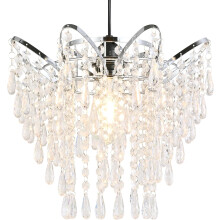 Hi-ERA Modern Acrylic Chandelier Shade, 3-Tier Beaded Crystal-Like Ceiling Light Cover Clear Glassy Design for Bedroom, Wedding or Party Decoration