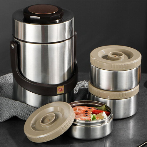 2000ML Vacuum Insulation Lunch Box Stainless Steel Portable Easy Using 3 Layer Thickened Vacuum Insulated 2