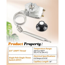RX-2-24 Thermostat for Deep Fryer Fit for ADCRAFT, for Gas Fryer Adcraft Atosa 301030004 Robertshaw 5300-402, with 3/8"
