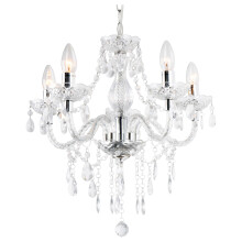 Tafunker 5 Light Chandelier, 5 Lamp Pendant, Chrome,Clear.Acrylic Bedroom Living Room Ceiling Light … (Chrome) (Clear)