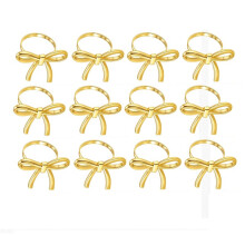 12Pcs Gold Bows Napkin Rings,Metal Butterfly Napkin Holders for Dinner Parties Wedding Table Gatherings Table Decoration