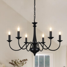 QAREHL Black Chandelier, 6 Lights Chandeliers Ceiling