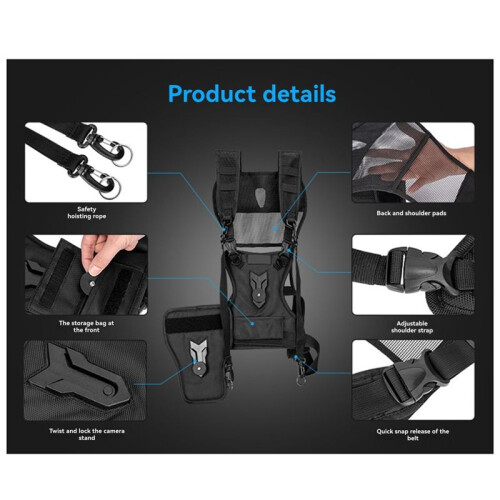 Dual Camera Harness Vest System, Quick Strap with Side Holster for DSLR for 2