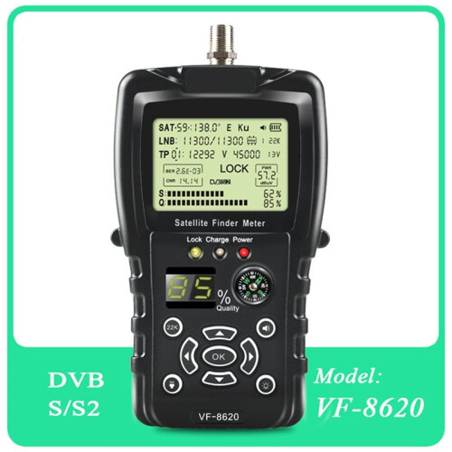 VF-8620 Satellite Finder Meter DVB-S/S2/S2X 1080P Screen Digital Satfinder with Compass Flashlight Rechargeable EU PLUG 2