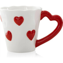 Ceramic Coffee Mug - 8.5 Oz Elegant 3D Heart Embossed Tea Cups for Latte, Hot Tea, Cappuccino, Milk - Valentine'S Day C