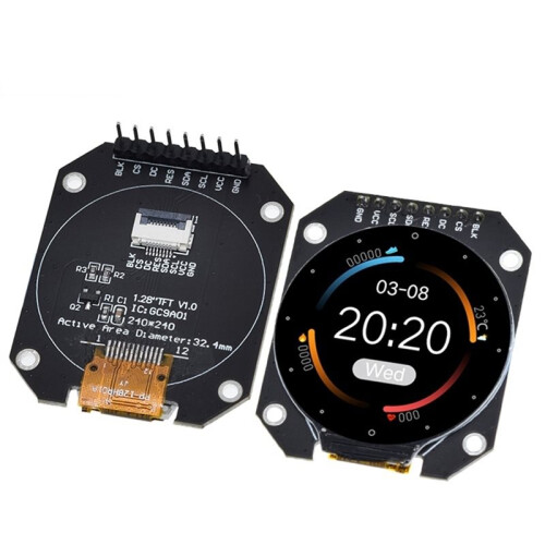 Módulo de Tela LCD TFT de 1,28 Polegadas, Redonda, RGB, 240x240, Driver GC9A01, Interface SPI de 4 Fios, 240x240 2