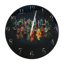 Horloge Murale en Verre Silencieux avec Motif Épicé Vibrant - Verre Épais Renforcé, Décoration Moderne pour Cuisine et Chambre