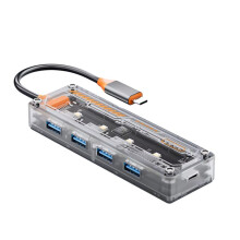 4-in-1-Hub-Dockingstation, 5 Gbit/S, Hochgeschwindigkeits-Typ-C-Splitteradapter für Laptops, PCs und Tablets
