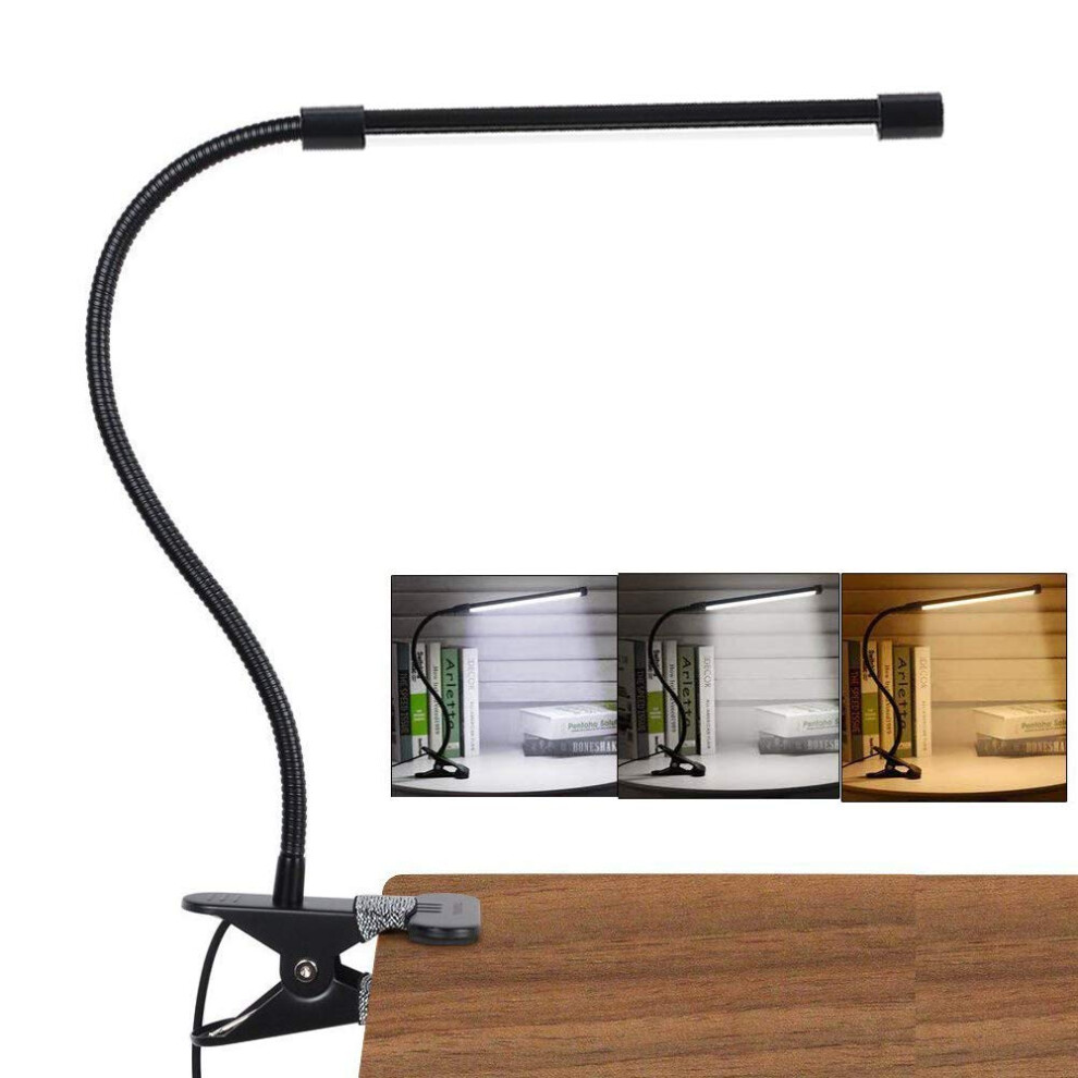 Diwuji Led Clip Desk Lamp, Reading Light Study Lamp Eye Care Protection With 10 Dimmable Brightness & 3 Modes, Usb Powered Flexible Gooseneck Clamp For Bed