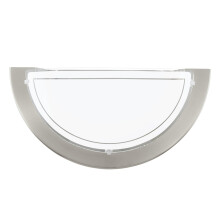 Eglo Wall lamp Planet 1, semi-Circular Indoor Light Fixture, Living Room and Hallway Lighting, Metal and Glass, Silver, White, E27 Socket