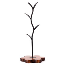 Soporte para Tazas de Café con Forma de Árbol para Mostrador, con Base de Madera y Forma de Hoja. Accesorio para Barra de Café.