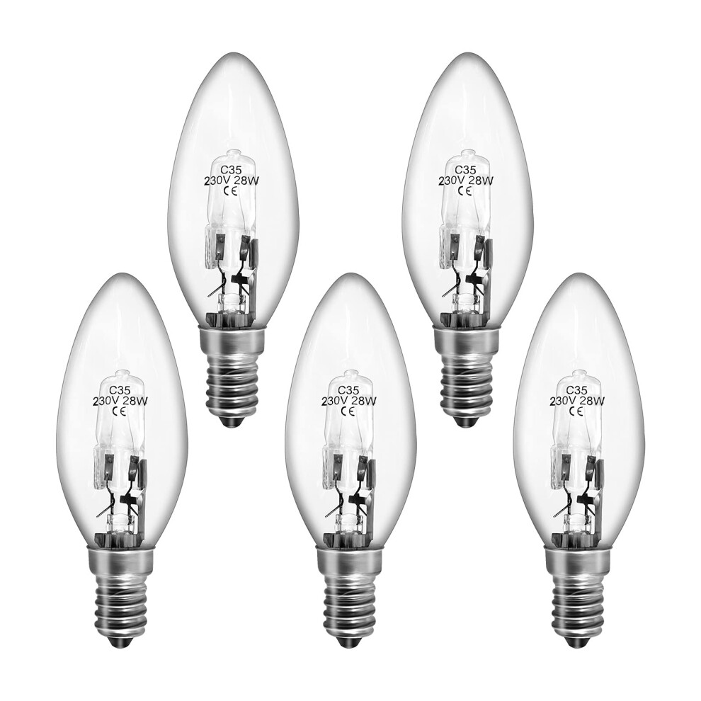 Sarveeta Ses E14 Halogen Candle Bulbs 28W Dimmable, 5 Pack Small Edison Screw Bulbs 2800K Warm [Energy Class G] White 48707367