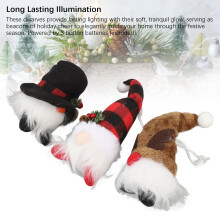 3 Plush Gnome Christmas Light Decor