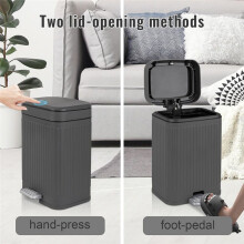 Petite Poubelle de Salle de Bain avec Couvercle, 2,1 Gallons, Fermeture en Douceur, Poubelle Fine pour Bureau, Chambre, Cuisine B