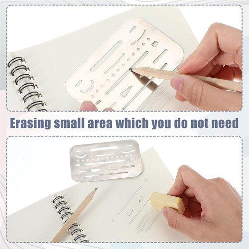 6PCS 2 Styles Stainless Steel Erasing Shields, Eraser Shield Eraser Template Drawing Template Shield Drafting Tools 2