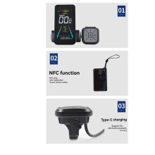 E-Bike NFC LCD Display Electric Scooter NFC Color Animated Meter 24V/36V/48V/60V UART Speedometer+36V 350W Controller A