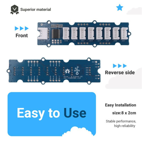 8-Channel I2C Multiplexer / Hub Support 3.3V/5V System Multiple Devices with the Same I2C Address 8 Grove I2C Port 8x2cm 2