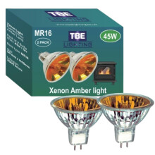 TBE LIGHTING Replacement Optimyst Amber Glow 45W 12V MR16 Lamps, Pack of 2 Energy efficient Long Life Xenon Bulbs Creating a Flame Amber Effect Suita