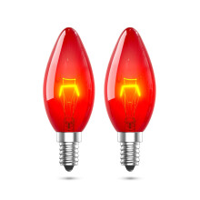 LumiGo 2X E14 Red Light Bulb 26W Dimmable, Fireglow Red Candle Bulb SES Small Edison Screw C35 Fireplace Coloured Light Bulb AC 220V for Chandelier E