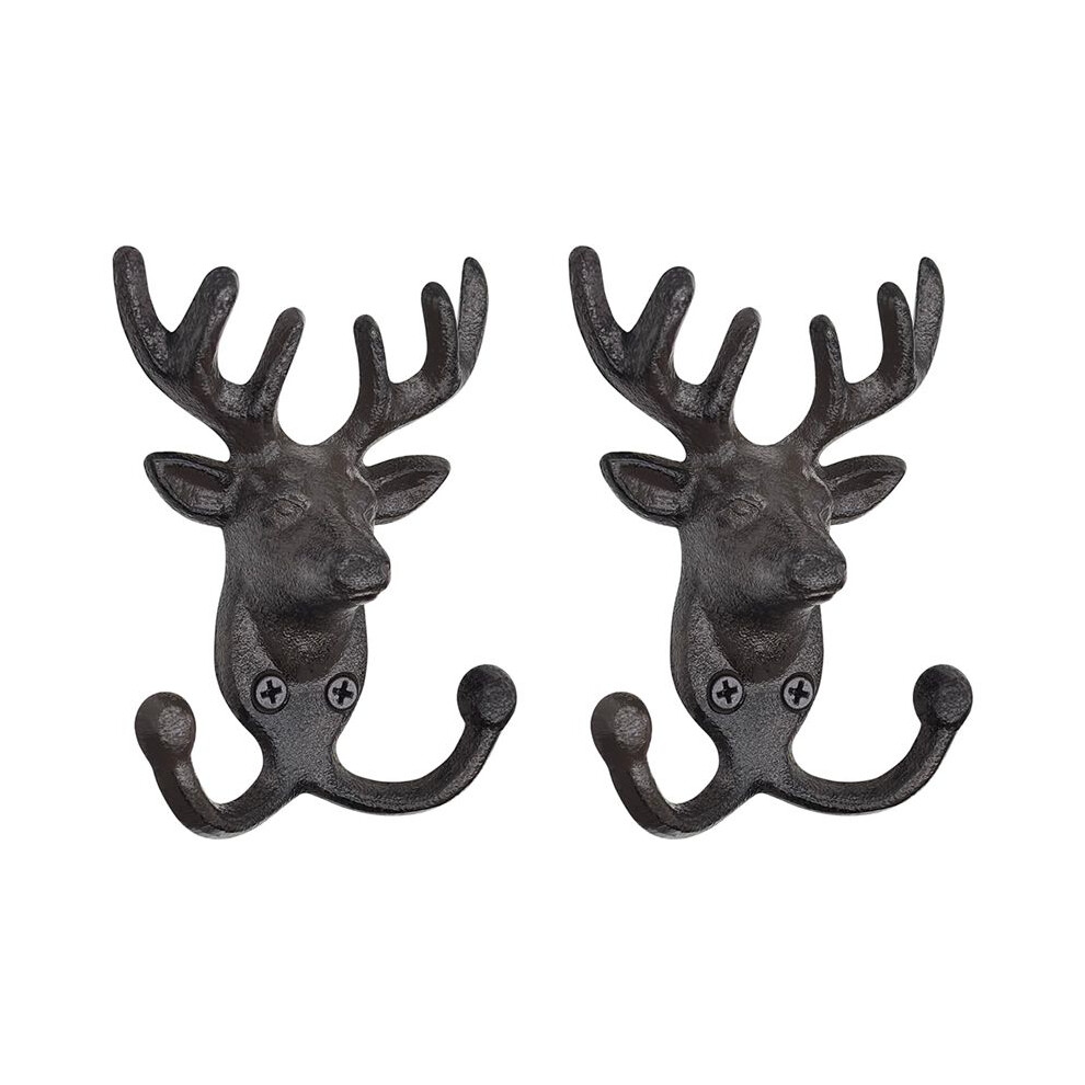 2 Pack Deer Cast Iron Wall Hooks -Decorative Coat Hooks Wall Mount For Hanging Key, Vintage Animal Decor Hanger 4713140097965