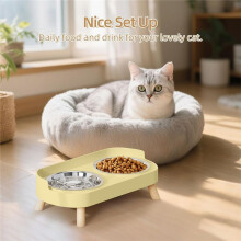 Tigela Elevada para Gatos, Conjunto de Tigelas Elevadas para Comida e Água, À Prova de Respingos com 2 Tigelas de Aço Inoxidável para Comida de