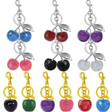 Bag Charm Set 12 Pcs Cute Keychain Cherries Purse Charms for Women Gold Red Black Key Chain Accessories