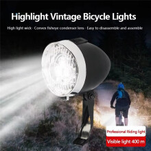 Retro Bike Headlight Type-C Rechargeable ClassicMountain Bicycle Front Light 3 LEDRoad Bike Headlamp Cycling Accessories
