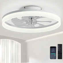 DWDVBL 50CM Modern Ceiling Fans with Lights Reversible Fans with Remote Smart Lighting Timing 6 Speeds Low Profile Ceiling Fan with Light Dimmable LE