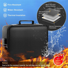 Fireproof Waterproof Document Bag with Lock,Portable Waterproof Document Organizer for Important File Travel Storage Box