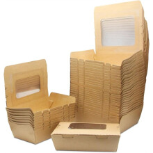 Salad Boxes Takeaway, 50 PCS 500ml Takeaway Box, with Window, Oil and Water Proof, for Sandwich, Cheesecake, Burger