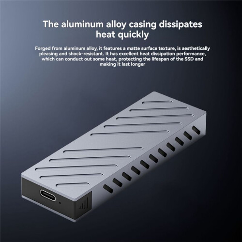 M2 SSD Case NVMe/ SSD Enclosure Adapter 10Gbps USB 3.2 Gen2 USB C External Enclosure Tool-Free 1