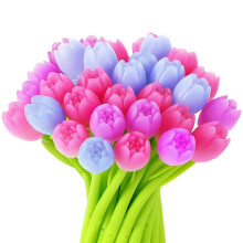 Color Changing Tulip Flower Pens, 50 Pcs Tulip Gel Ink Pen Bulk for Birthday Party Favors Gift School Classroom