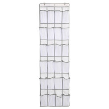 24 Mesh-TüRrüCkwand-Vlies-Schuhaufbewahrungs-HäNgetasche, Netztasche, Slipper-Aufbewahrungstasche, TüR-Organizer, Weiß