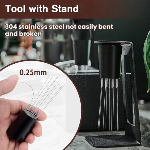 WDT Tool Espresso Magnetic Coffee Stirrer Distribution Tool per Espresso Stirrer Coffee Stirring Tool con Supporto 2