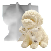 Grand Moule à Bougie en Forme de Chien Mignon en Silicone pour Savon, Cire de Soja, RéSine éPoxy, Bricolage Artisanal, Ornements de DîNer de FêTe