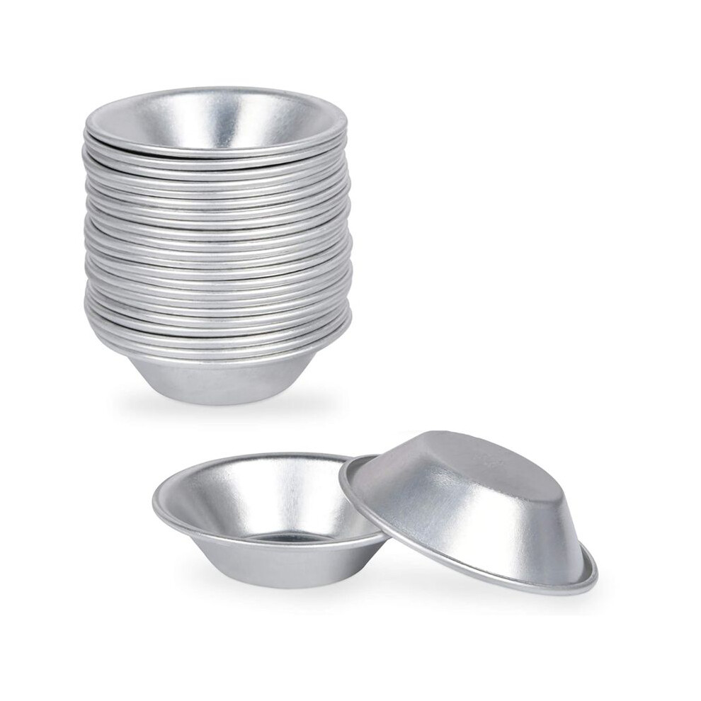 25 Pack Egg Tart Mold Egg Tart Cup Egg Tart Base, Round Resuable Nonstick (Aluminum)